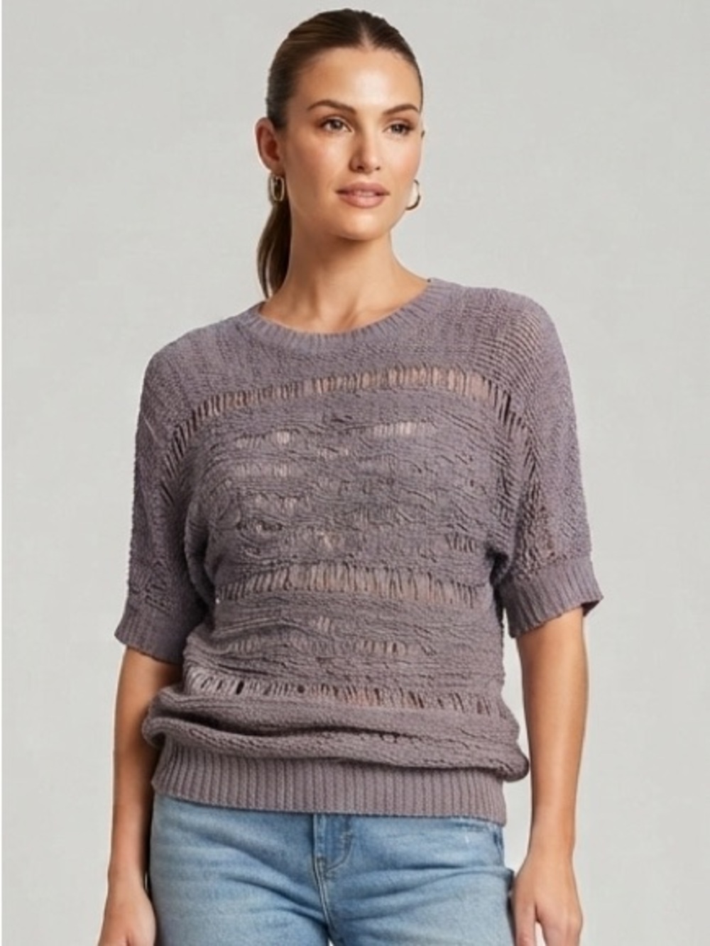 Verve Women's Dolman Sleeve Gray Sweater(P2P 24”L23”)